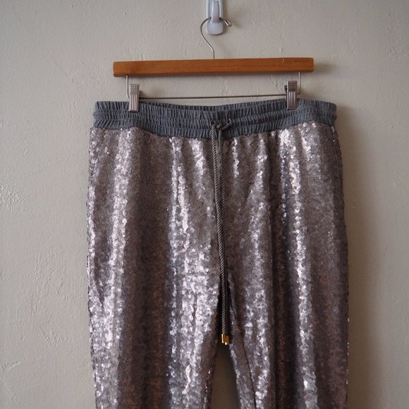 VENUS Silver Sequin Track Pants - Picture 3 of 5